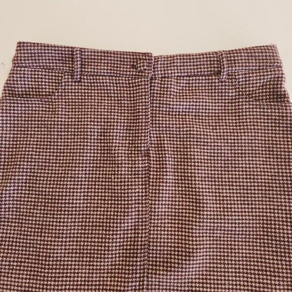 Cupcakes and Cashmere Sz 8 Wool Blend A-Line Mini Houndstooth Brown Skirt Earthy - Picture 5 of 10